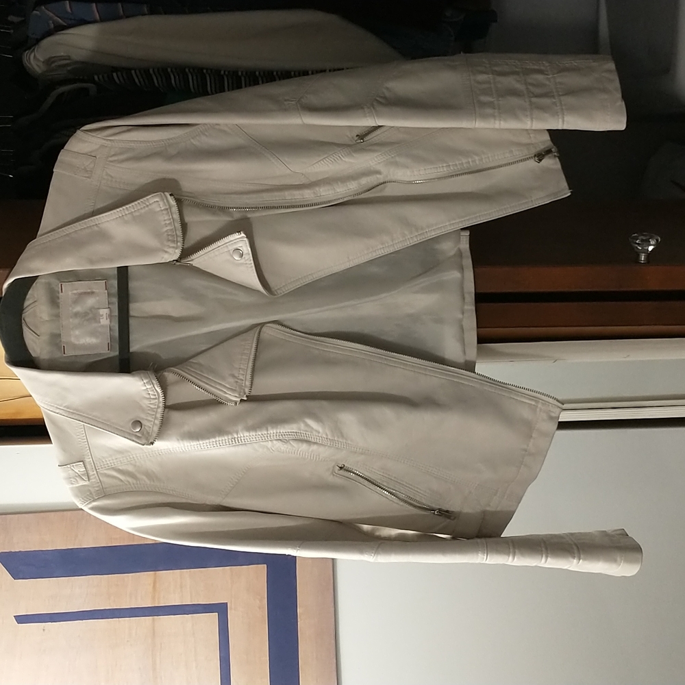 Cream / white / ivory faux leather jacket size large